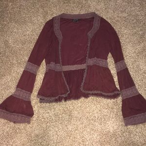 Distressed maroon cardigan